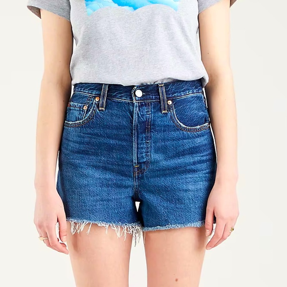 Levi’s Ribcage Denim High Rise Shorts Noe Five Dark Wash Size 28
